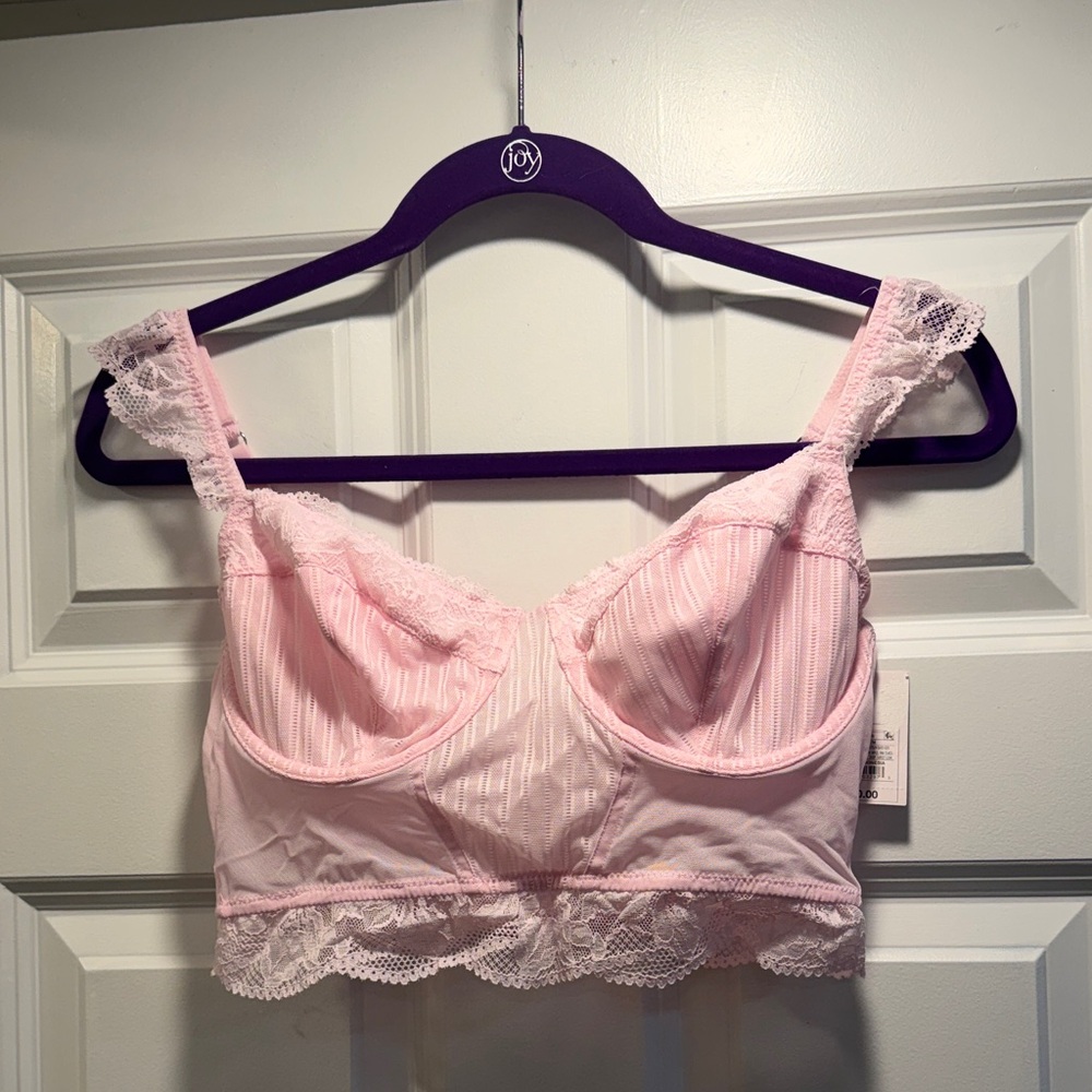 Auden Light Pink Lace Longline Bra